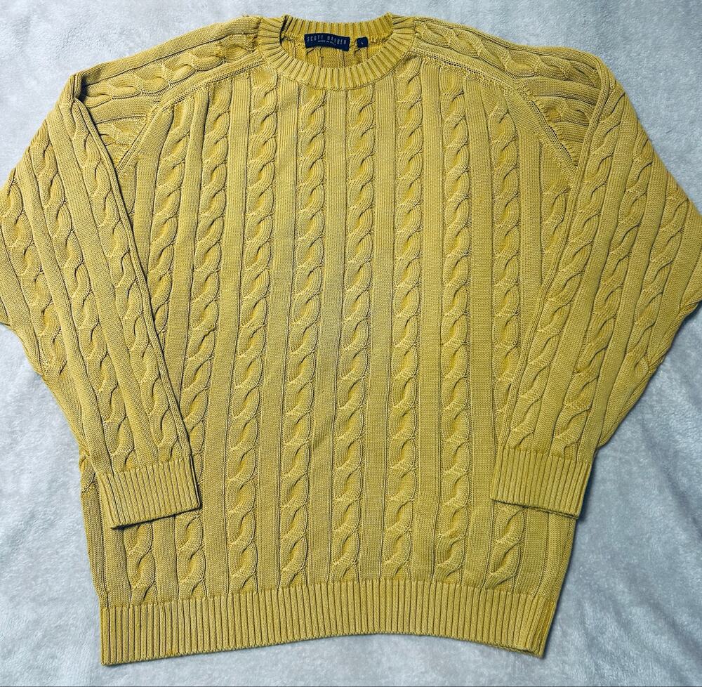 Scott Barber Vintage Cable Knit

 Sweater Men’s Large 100% Cotton Italy Mustard